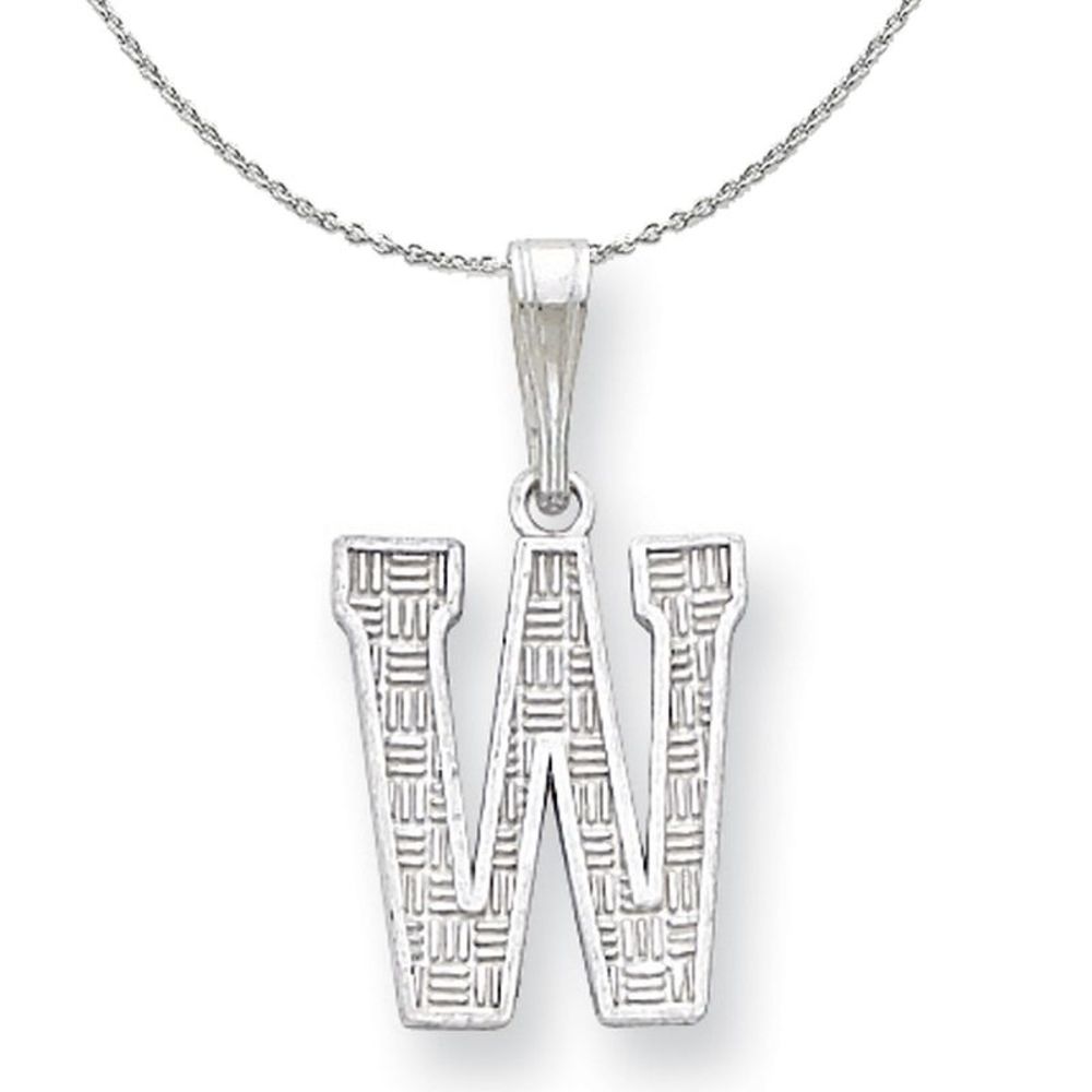 Silver, Sami Collection, Textured Block Initial W Necklace - 16 In